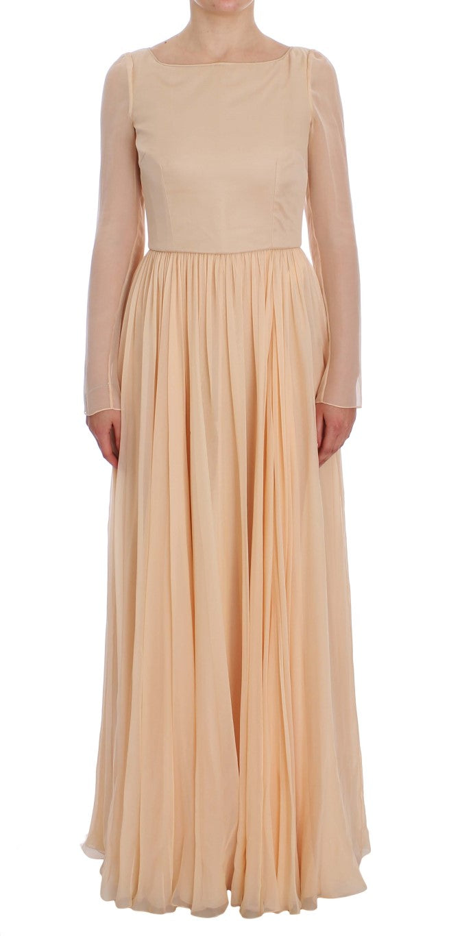 Dolce & Gabbana Beige Silk Ball Gown Full Length Dress Dolce & Gabbana