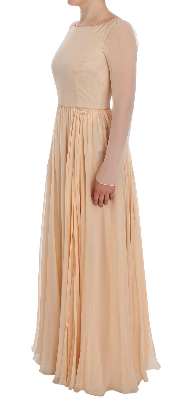Dolce & Gabbana Beige Silk Ball Gown Full Length Dress Dolce & Gabbana