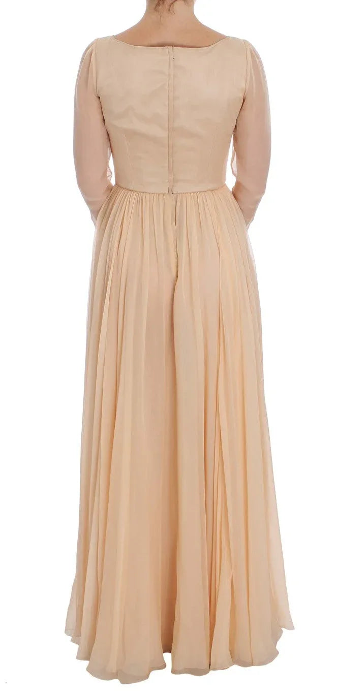 Dolce & Gabbana Beige Silk Ball Gown Full Length Dress - Zeiniez