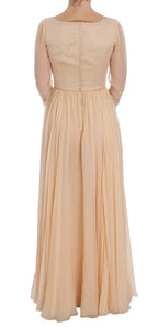 Dolce & Gabbana Beige Silk Ball Gown Full Length Dress - Zeiniez