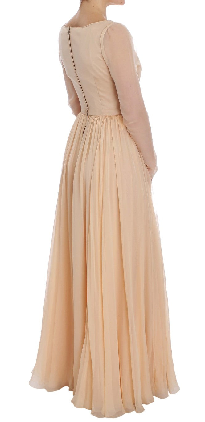 Dolce & Gabbana Beige Silk Ball Gown Full Length Dress Dolce & Gabbana