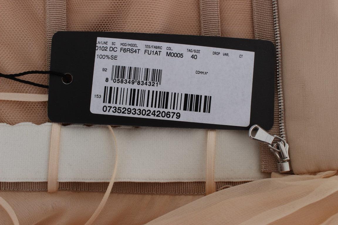 Dolce & Gabbana Beige Silk Ball Gown Full Length Dress - Zeiniez