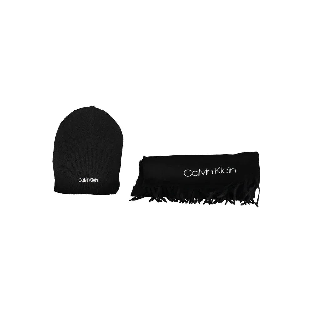 Calvin Klein Nero Acrylic Men Scarf Set - Zeiniez