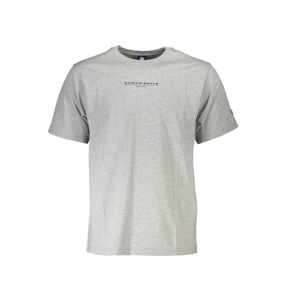 North Sails Grey Organic Cotton Men T-Shirt - Zeiniez