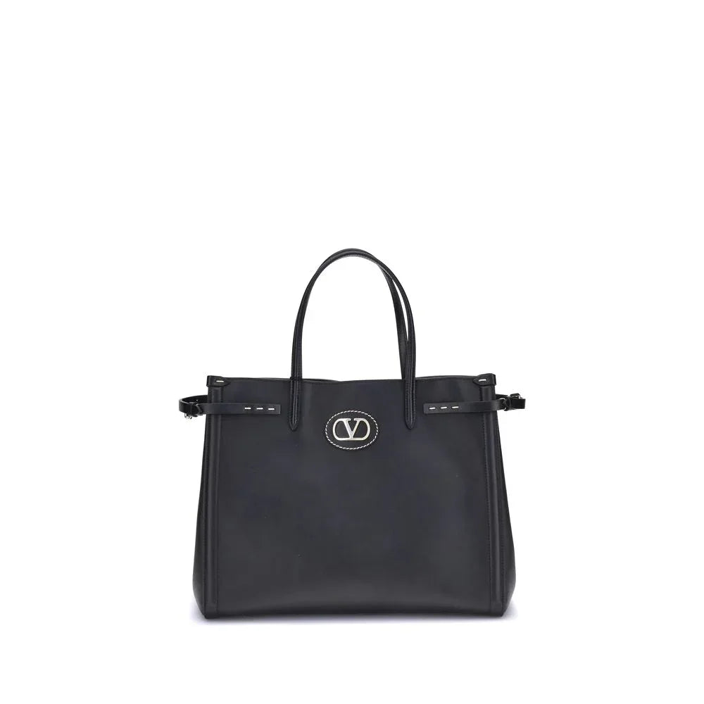 Valentino Garavani Black Calf Leather Bos Taurus Shoulder Bag - Zeiniez