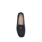 Valentino Garavani Black Calf Leather Bos Taurus Slip-On Loafers