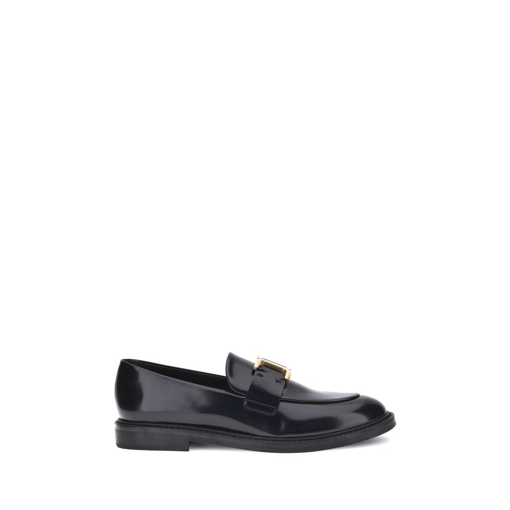 Chloé Black Calf Leather Bos Taurus Slip-On Loafers - Zeiniez