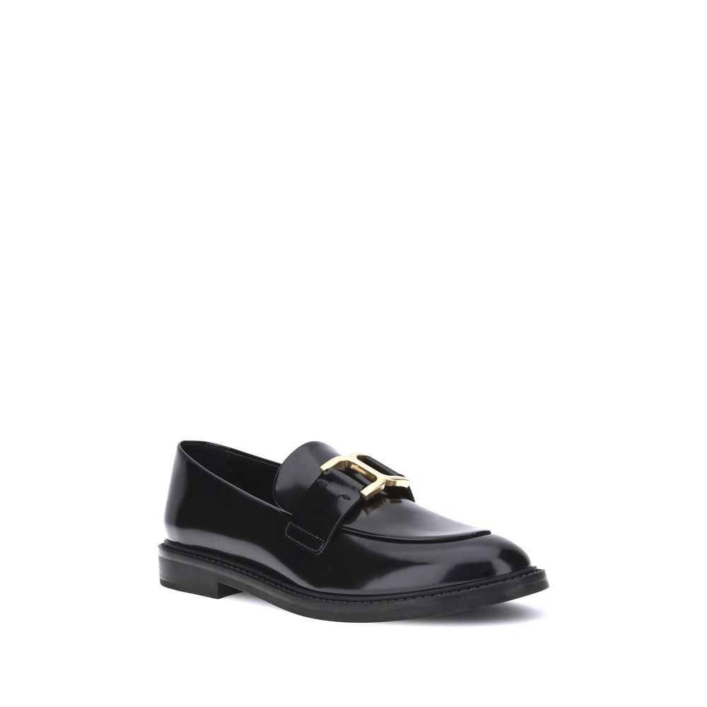 Chloé Black Calf Leather Bos Taurus Slip-On Loafers - Zeiniez