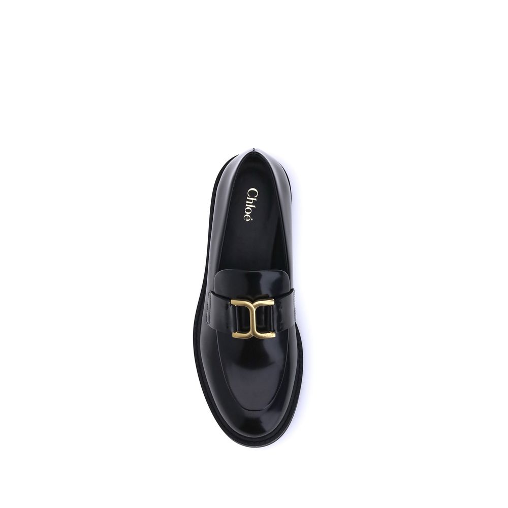 Chloé Black Calf Leather Bos Taurus Slip-On Loafers - Zeiniez