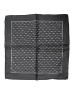 Dolce & Gabbana Black Fish Print Silk Square Men Foulard Scarf - Zeiniez