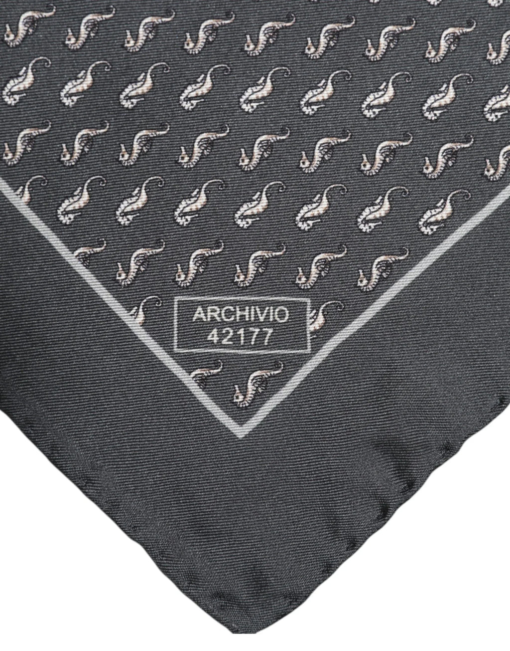 Dolce & Gabbana Black Fish Print Silk Square Men Foulard Scarf - Zeiniez