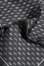 Dolce & Gabbana Black Fish Print Silk Square Men Foulard Scarf - Zeiniez