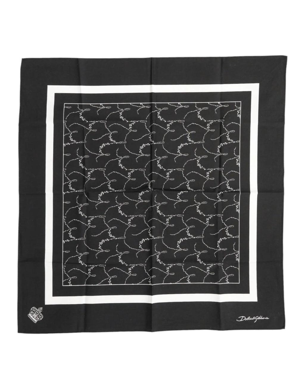 Dolce & Gabbana Black White Printed Square Men Foulard Scarf - Zeiniez