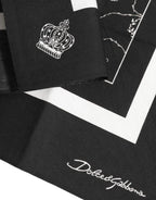 Dolce & Gabbana Black White Printed Square Men Foulard Scarf - Zeiniez