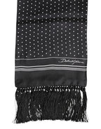 Dolce & Gabbana Black White Polka Dot Fringes Foulard Scarf - Zeiniez