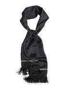 Dolce & Gabbana Black White Polka Dot Fringes Foulard Scarf - Zeiniez