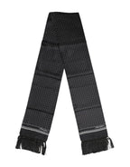 Dolce & Gabbana Black White Polka Dot Fringes Foulard Scarf - Zeiniez