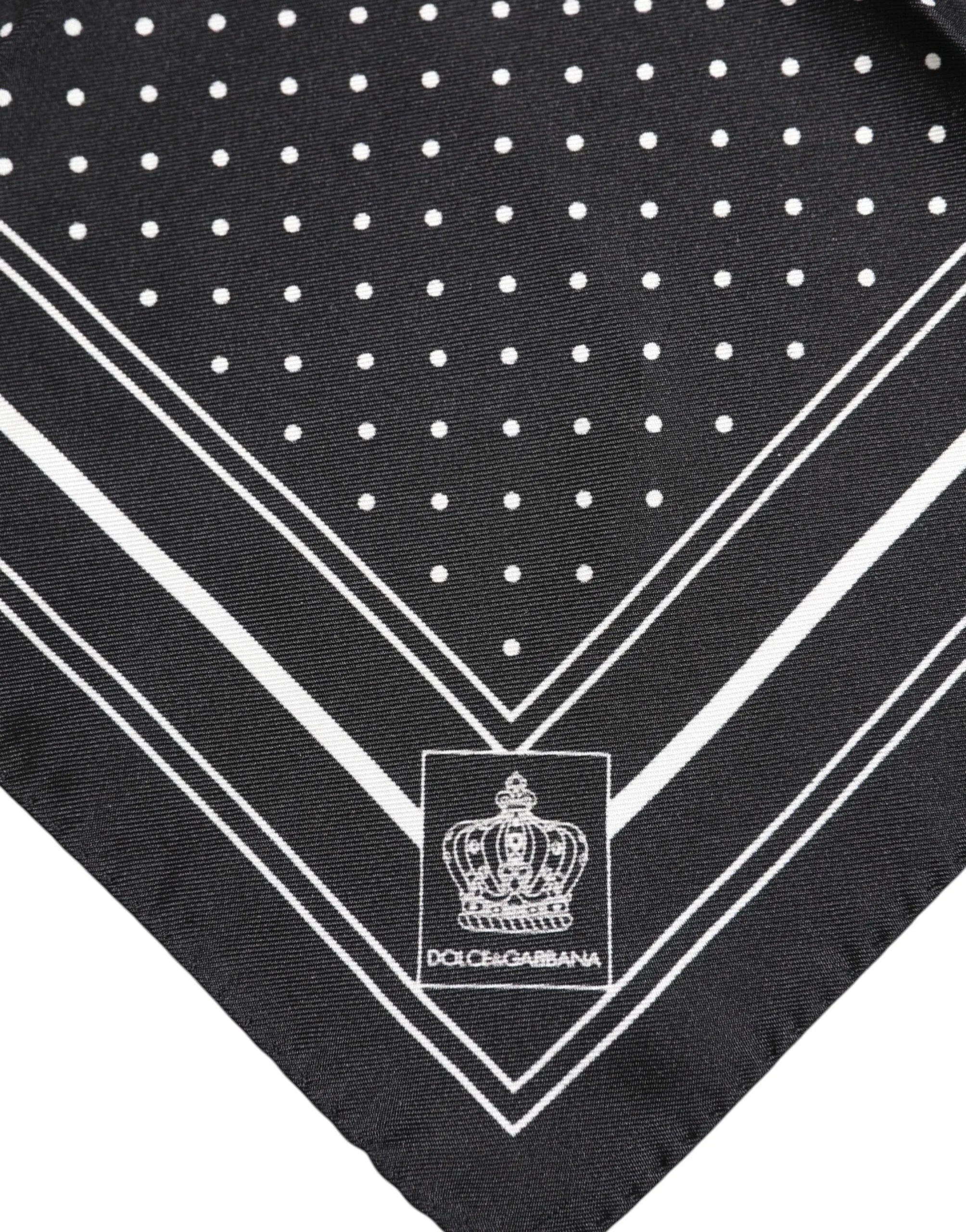 Dolce & Gabbana Black White Polka Dot Men Foulard Scarf - Zeiniez