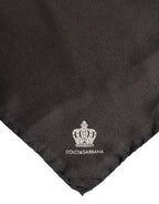 Dolce & Gabbana Brown DG Crown Silk Square Men Foulard Scarf - Zeiniez