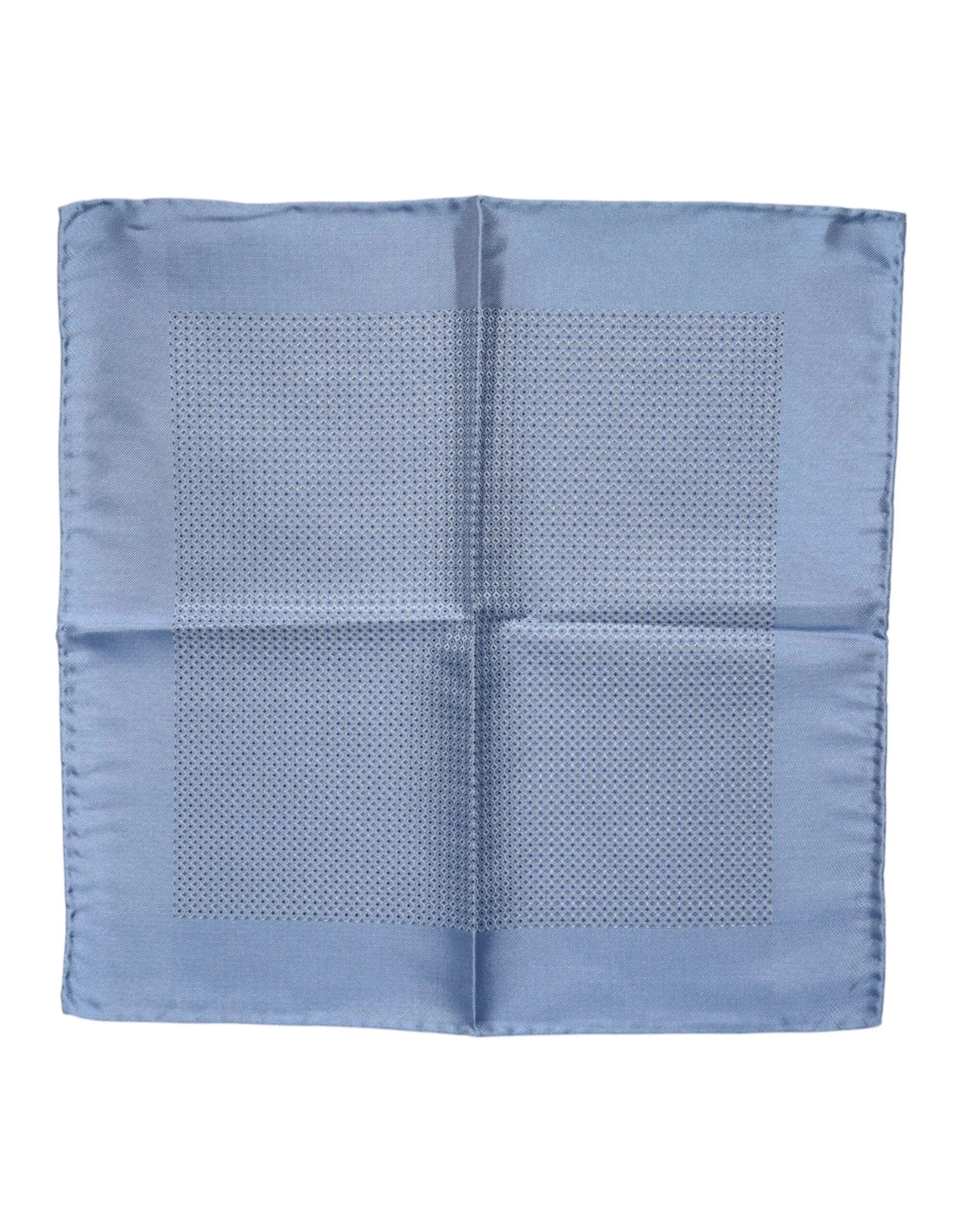 Dolce & Gabbana Light Blue Silk Square Men Foulard Scarf - Zeiniez