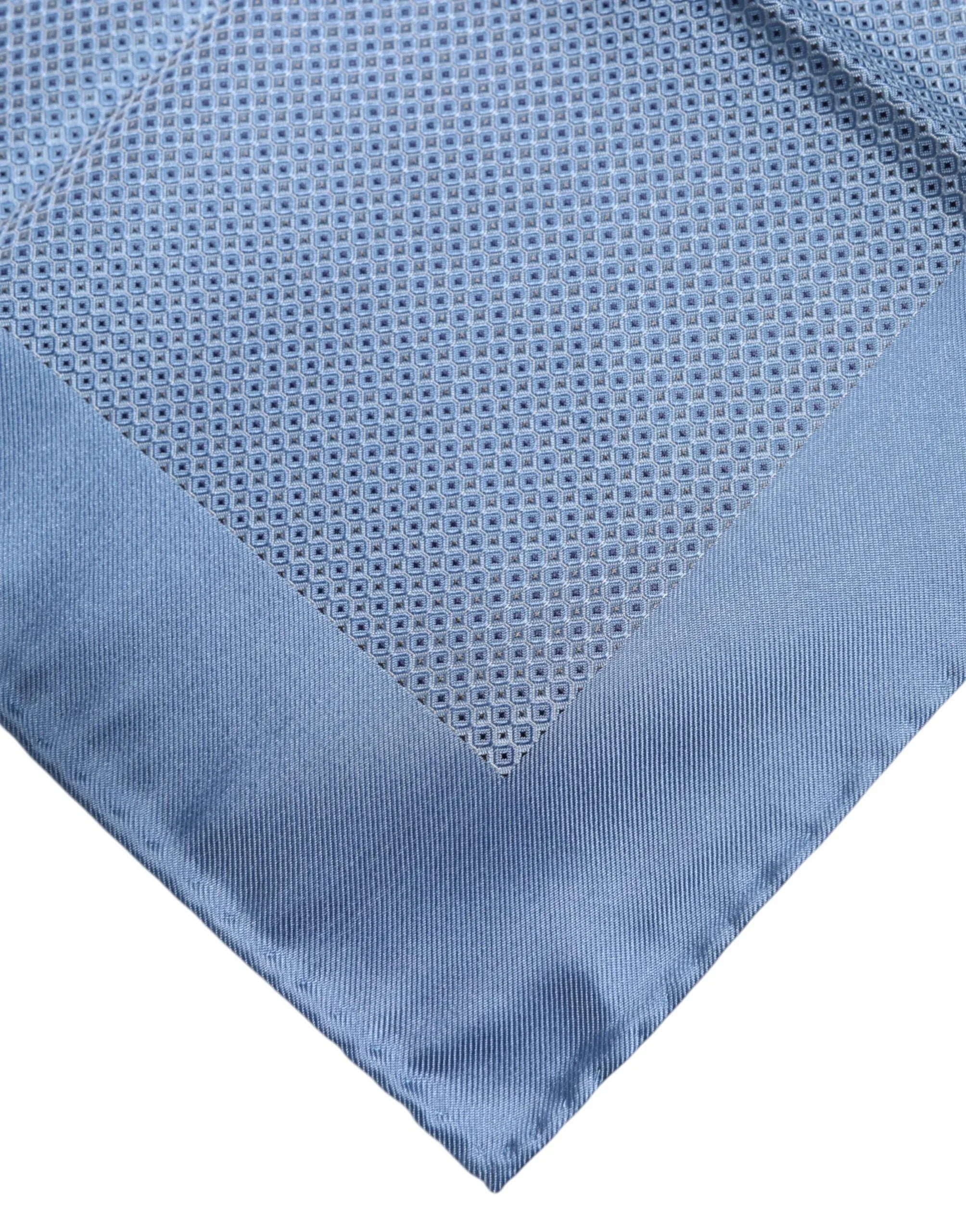 Dolce & Gabbana Light Blue Silk Square Men Foulard Scarf - Zeiniez