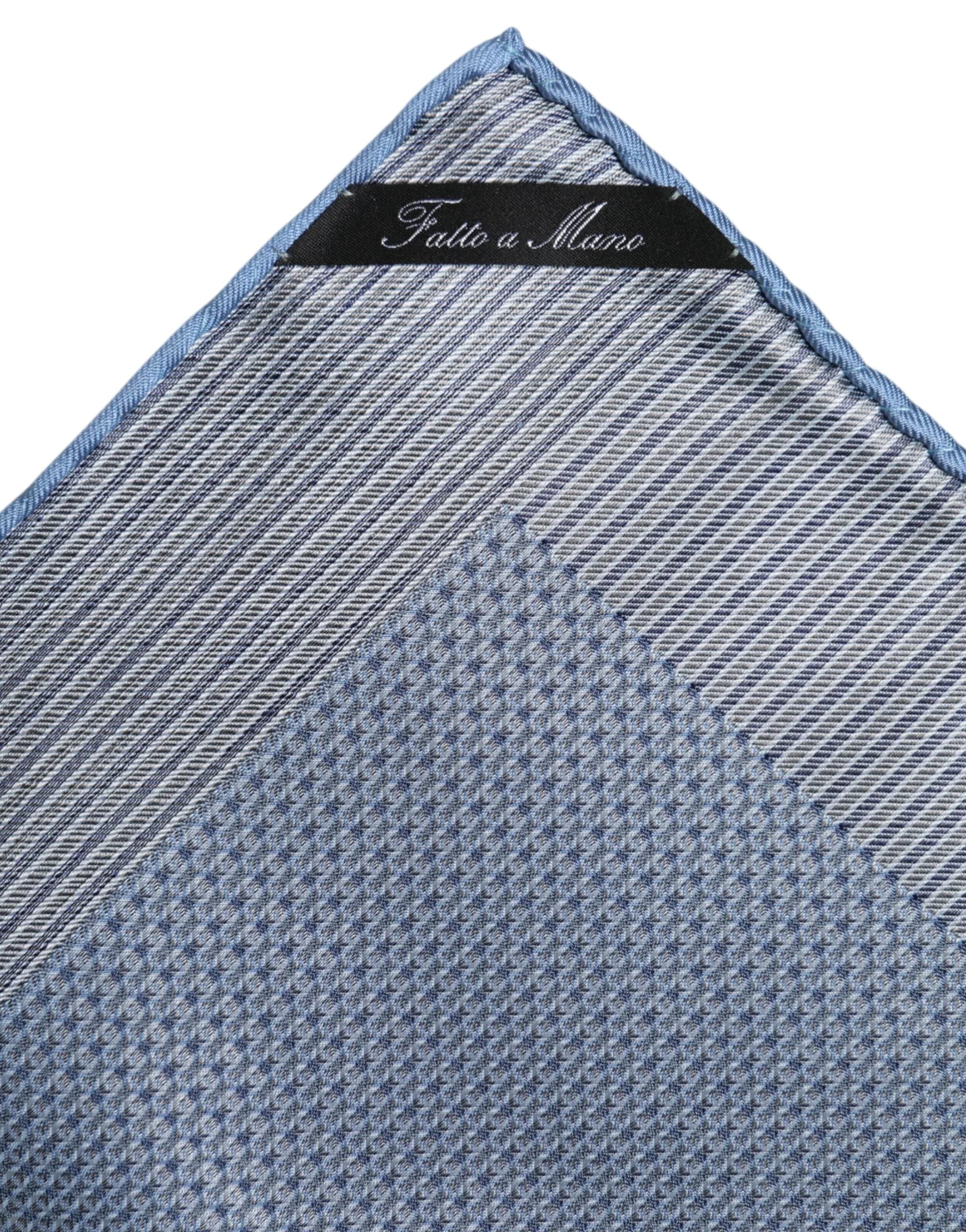 Dolce & Gabbana Light Blue Silk Square Men Foulard Scarf - Zeiniez