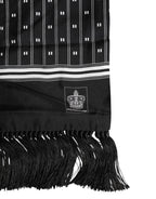 Dolce & Gabbana Black Silk Printed Fringes Men Foulard Scarf - Zeiniez