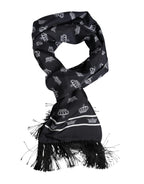 Dolce & Gabbana Black Silk Crown Fringes Men Foulard Scarf - Zeiniez
