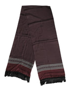Dolce & Gabbana Maroon Dotted Silk Fringes Foulard Scarf - Zeiniez
