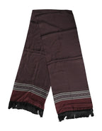 Dolce & Gabbana Maroon Dotted Silk Fringes Foulard Scarf - Zeiniez