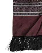 Dolce & Gabbana Maroon Dotted Silk Fringes Foulard Scarf - Zeiniez