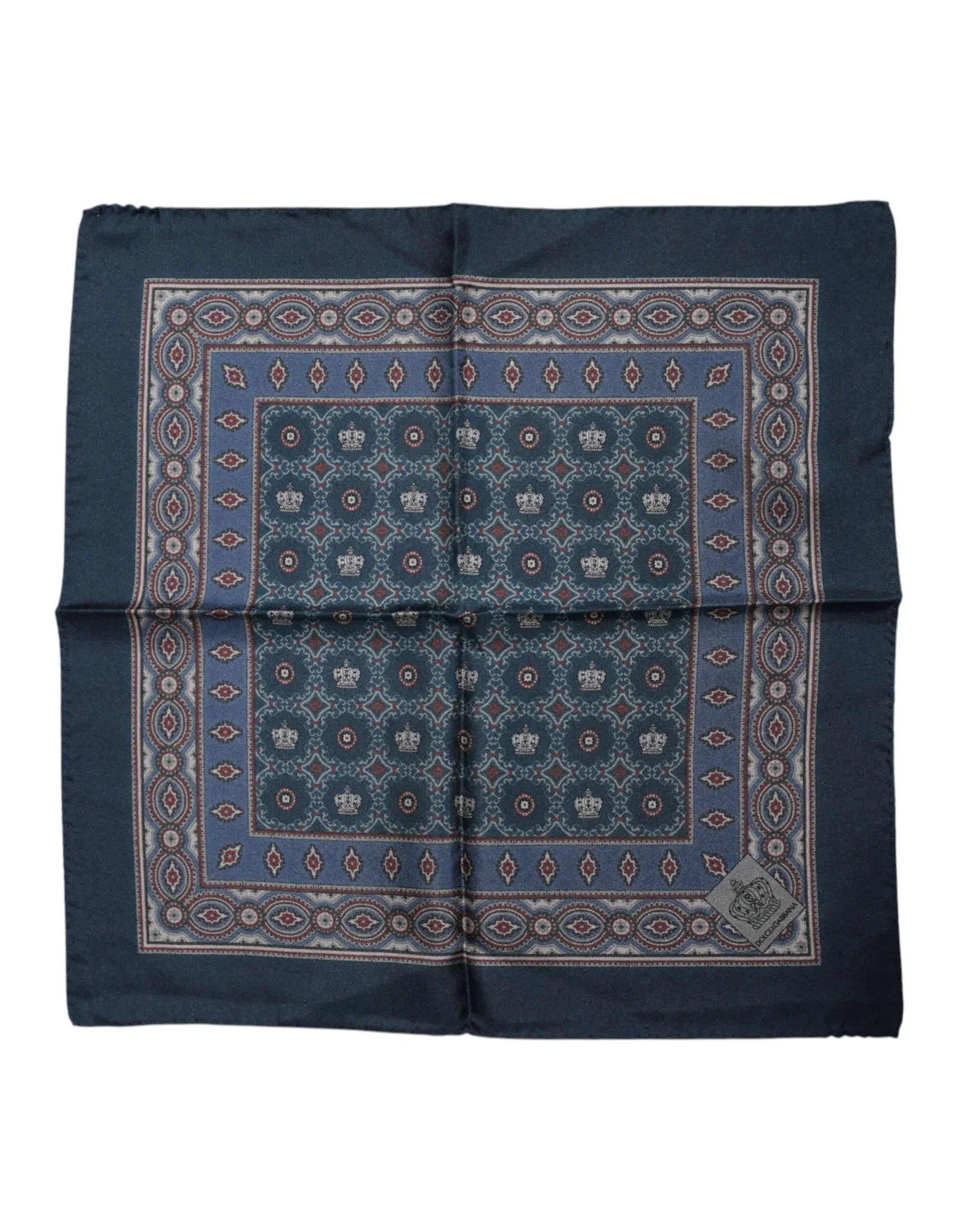 Dolce & Gabbana Blue Printed Silk Square Men Foulard Scarf - Zeiniez