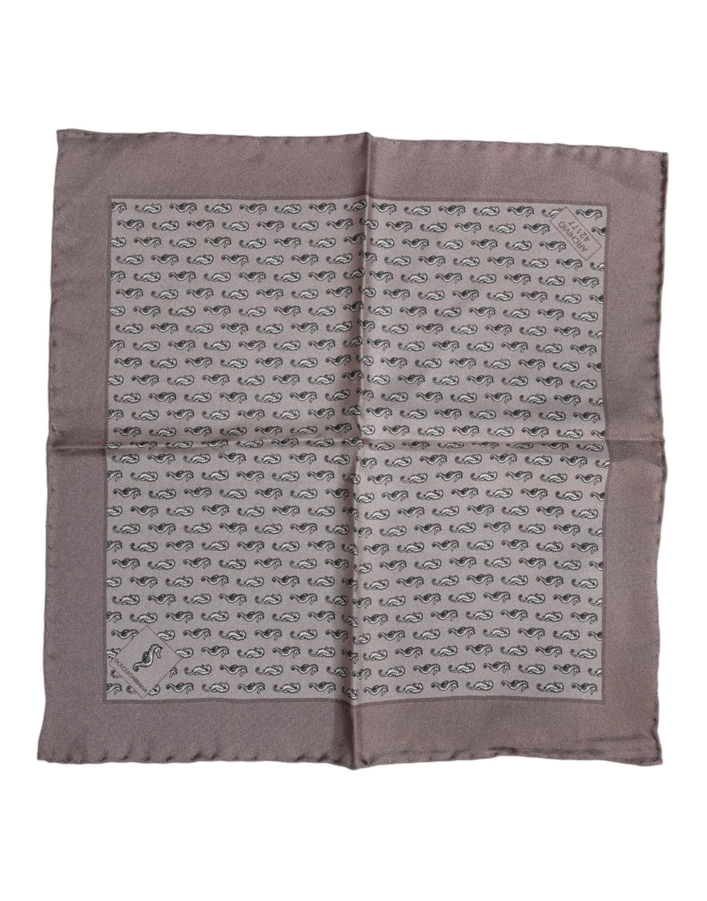 Dolce & Gabbana Brown Sea Horse Silk Square Foulard Scarf - Zeiniez