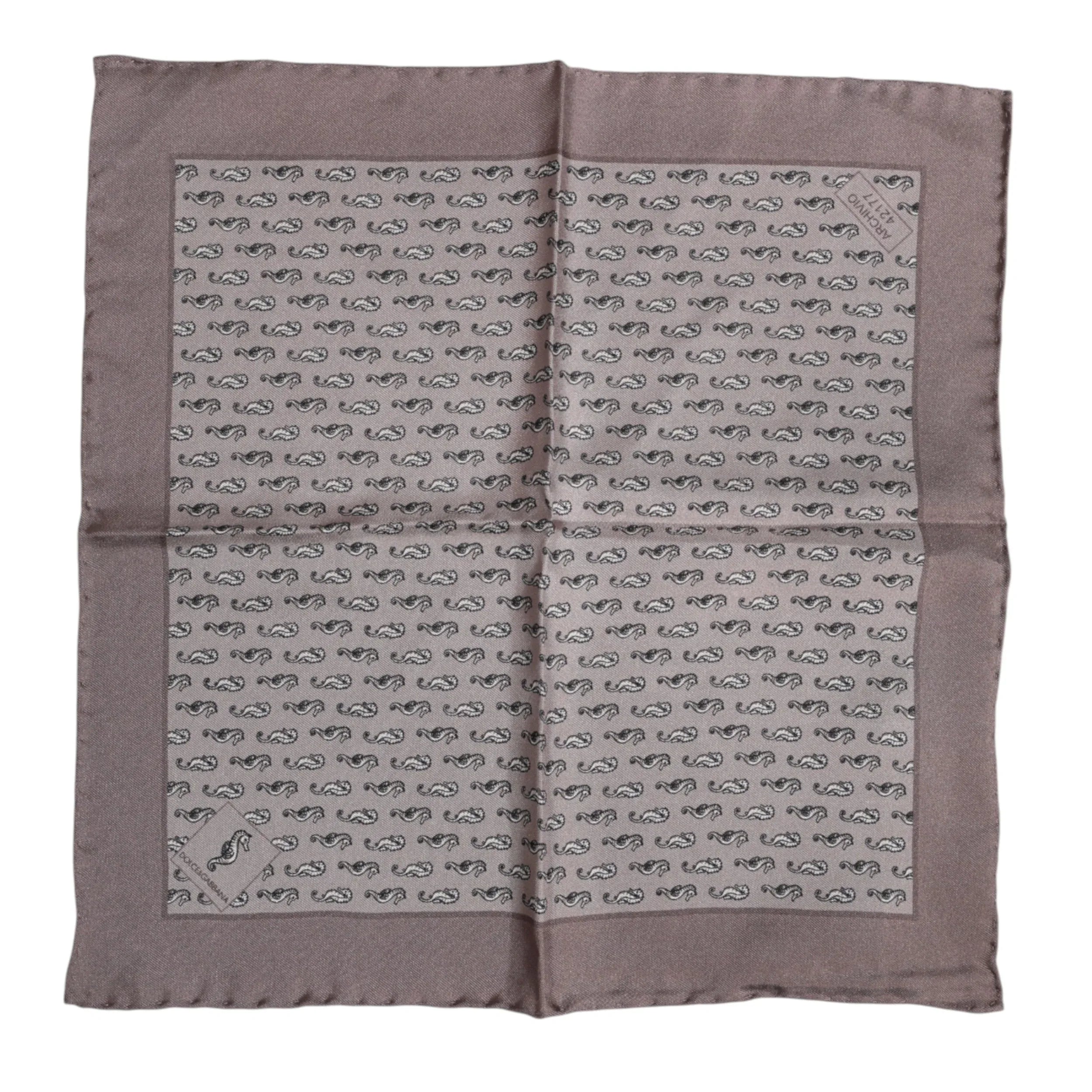 Dolce & Gabbana Brown Sea Horse Silk Square Foulard Scarf - Zeiniez