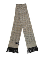 Dolce & Gabbana Gray Skulls Silk Fringes Men Foulard Scarf - Zeiniez