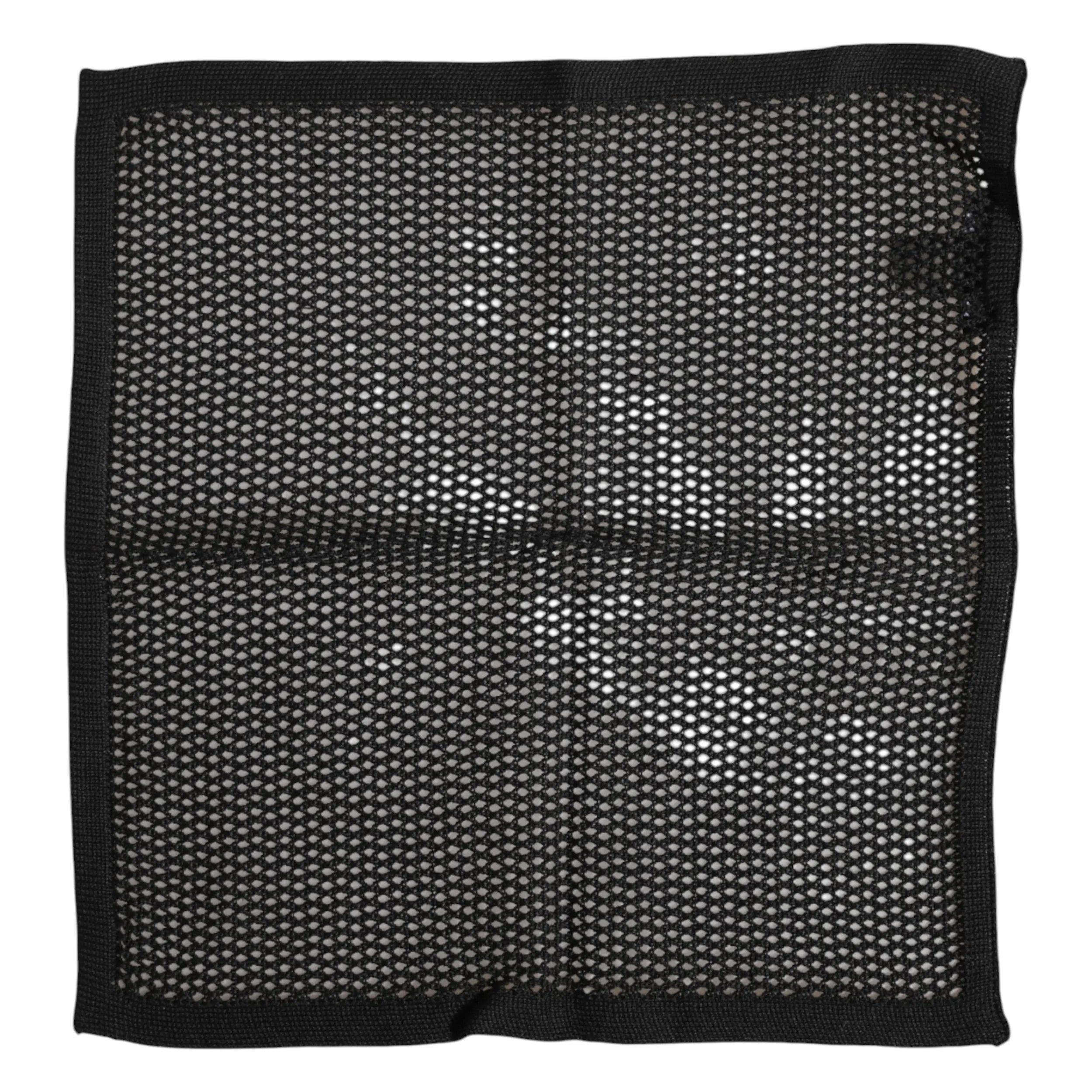 Dolce & Gabbana Black Patterned Cotton Square Foulard Scarf - Zeiniez