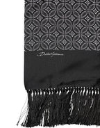 Dolce & Gabbana Black Patterned Fringes Men Foulard Scarf - Zeiniez