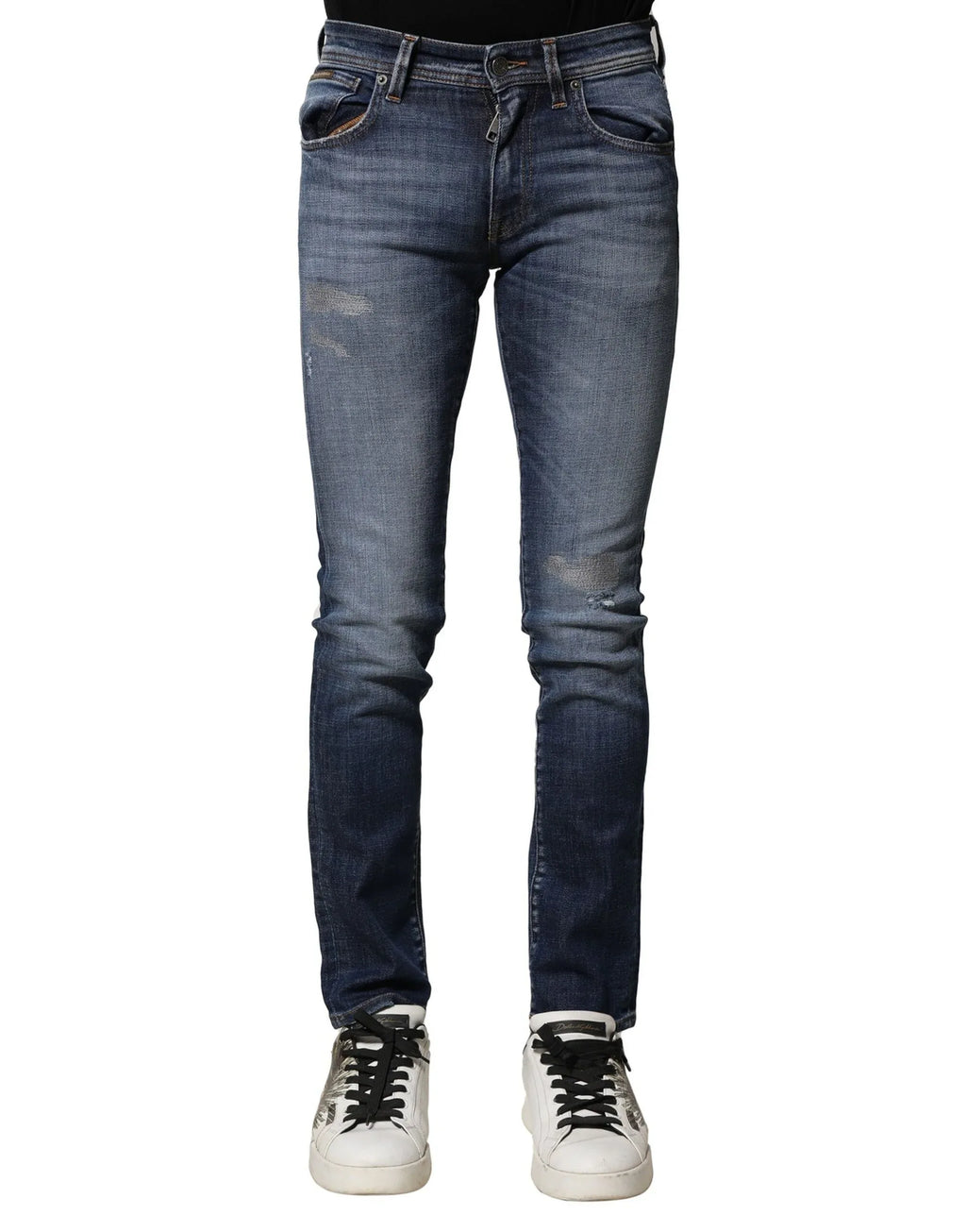 Dolce & Gabbana Blue Washed Cotton Slim Fit Men Denim Jeans - Zeiniez