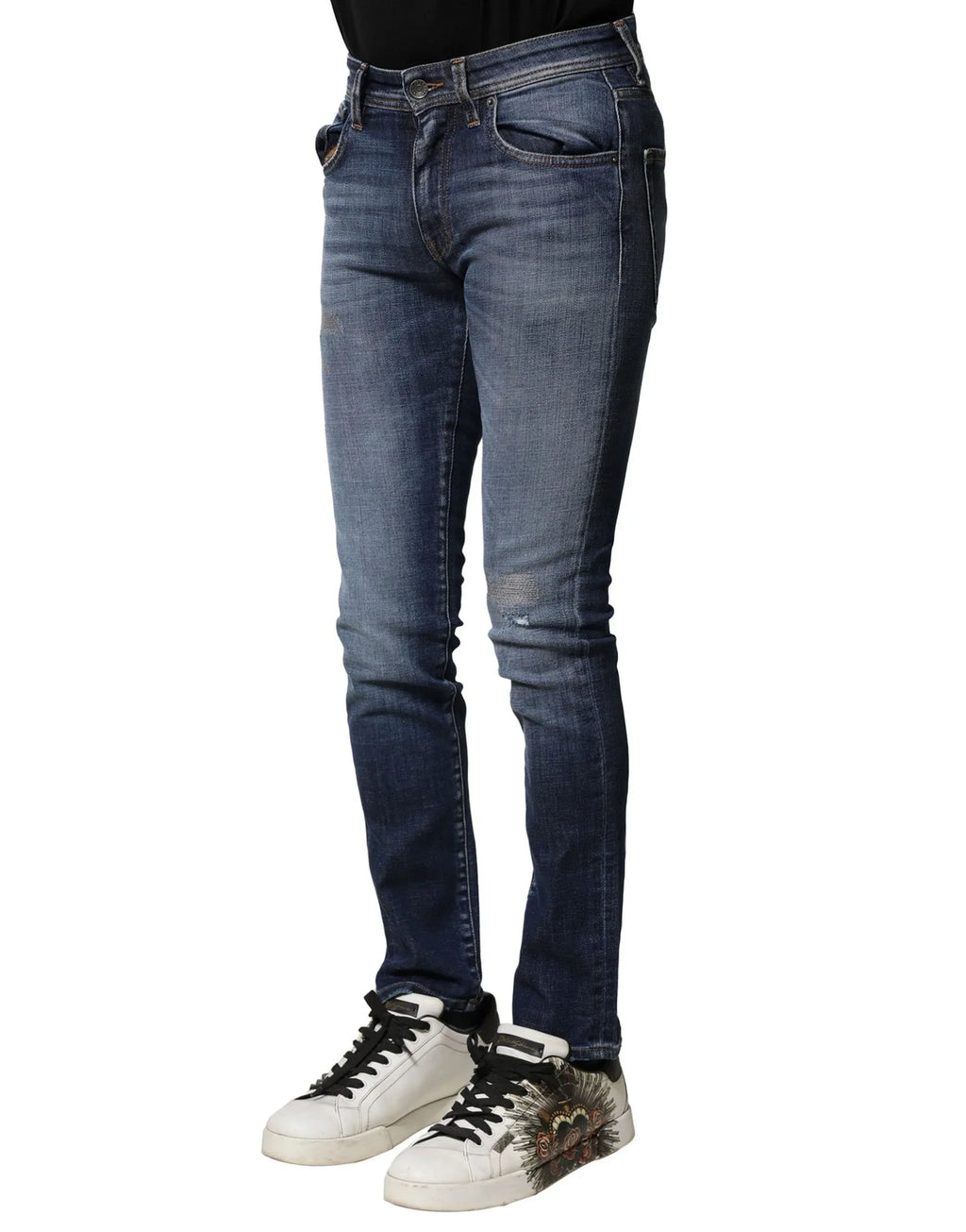 Dolce & Gabbana Blue Washed Cotton Slim Fit Men Denim Jeans - Zeiniez