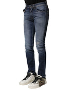 Dolce & Gabbana Blue Washed Cotton Slim Fit Men Denim Jeans - Zeiniez