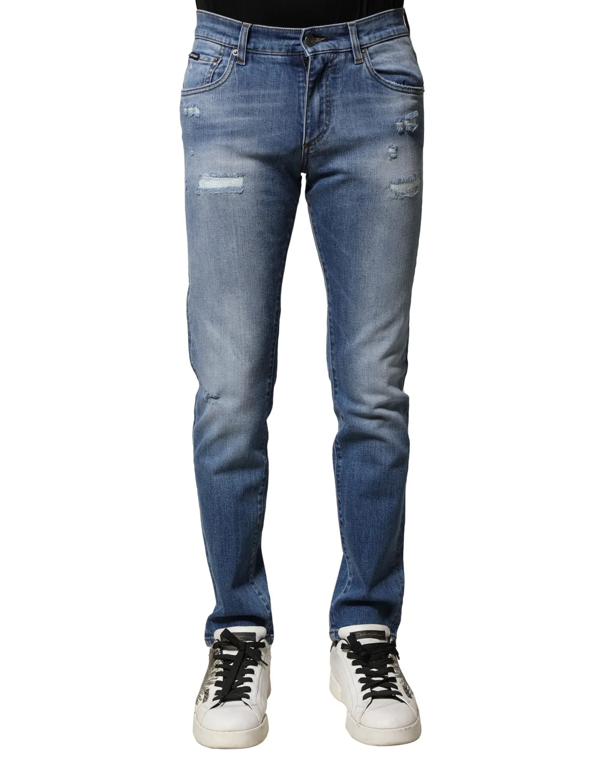 Dolce & Gabbana Blue Washed Cotton Skinny Men Denim Jeans - Zeiniez
