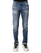 Dolce & Gabbana Blue Washed Cotton Skinny Men Denim Jeans - Zeiniez
