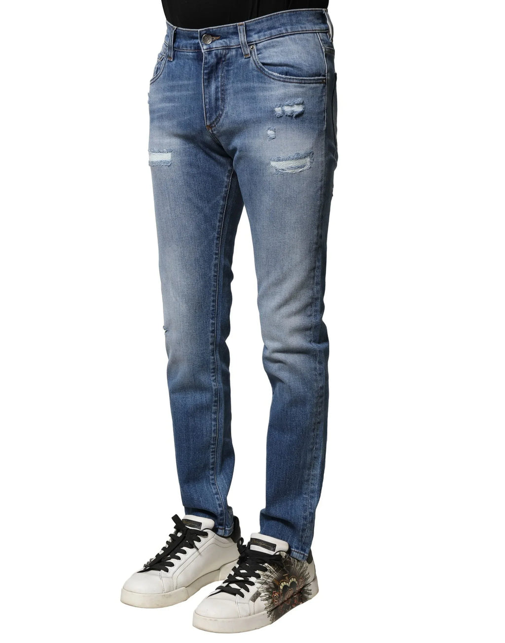 Dolce & Gabbana Blue Washed Cotton Skinny Men Denim Jeans - Zeiniez