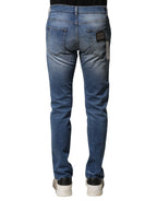 Dolce & Gabbana Blue Washed Cotton Skinny Men Denim Jeans - Zeiniez