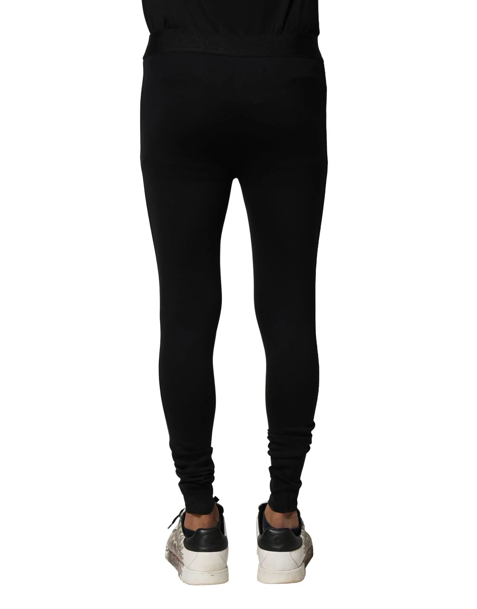Dolce & Gabbana Black Nylon Elastic Logo Men Leggings Pants - Zeiniez