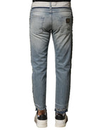 Dolce & Gabbana Light Blue Tattered Straight Men Denim Jeans - Zeiniez