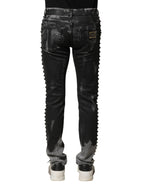 Dolce & Gabbana Black Washed Embellished Skinny Denim Jeans - Zeiniez