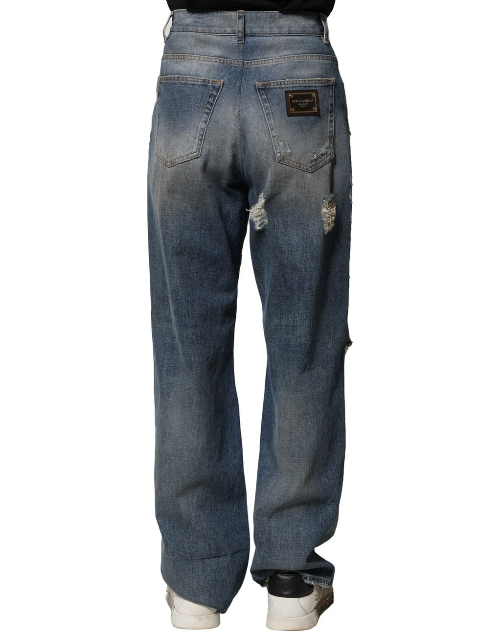 Dolce & Gabbana Blue Cotton Tattered Men Denim Jeans - Zeiniez