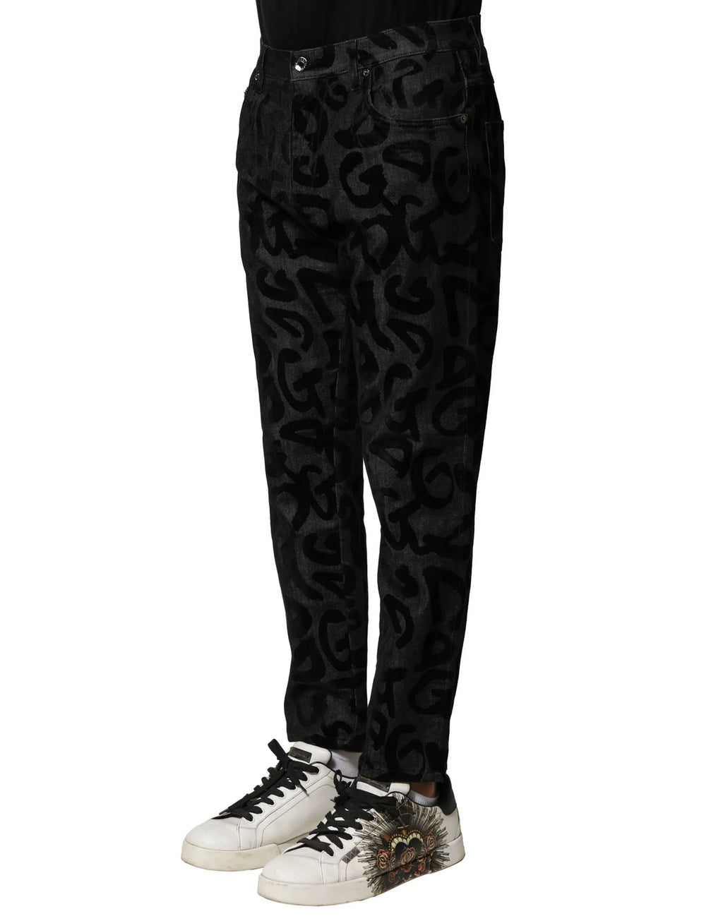 Dolce & Gabbana Gray Cotton DG Logo Straight Men Denim Jeans - Zeiniez