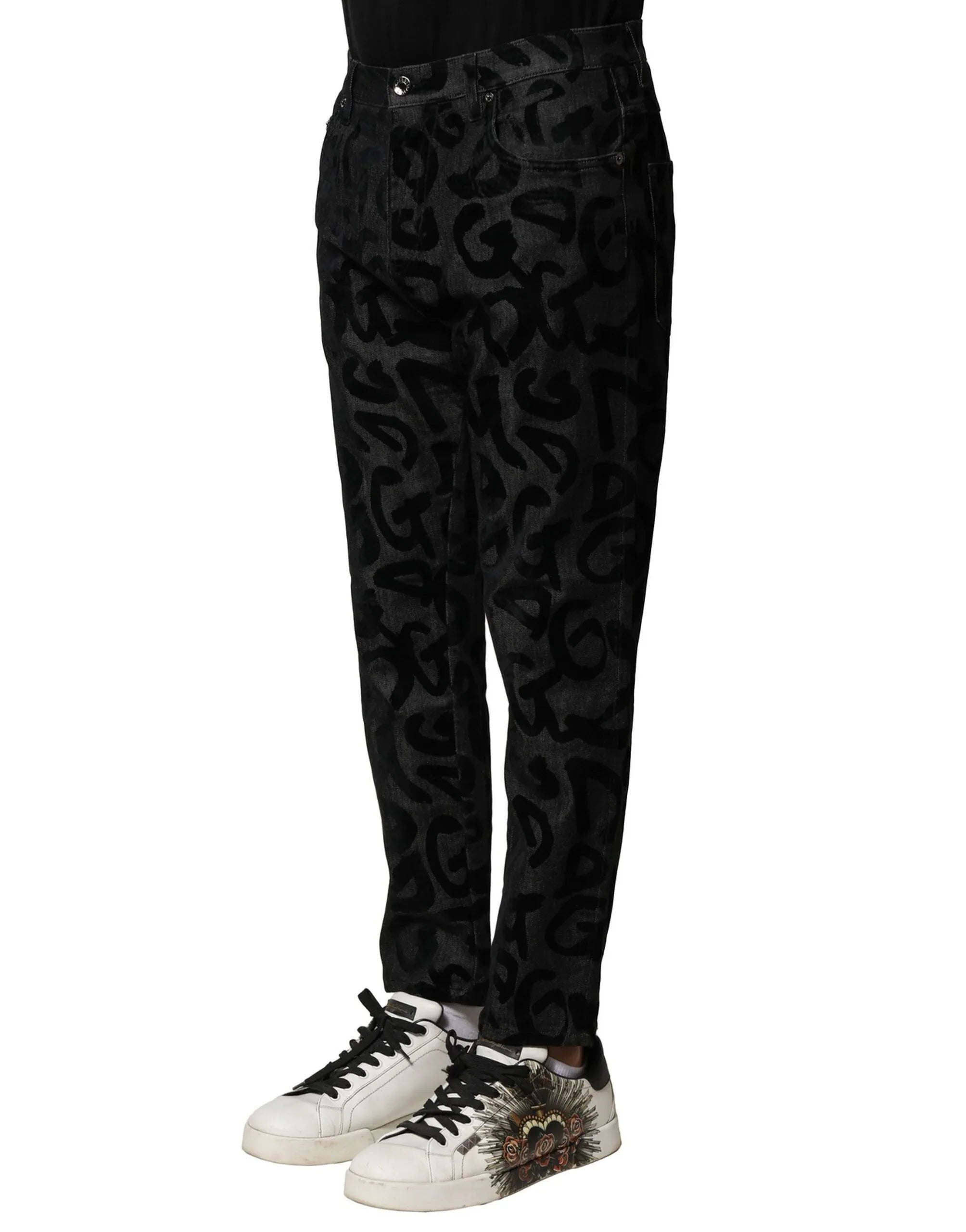 Dolce & Gabbana Gray Cotton DG Logo Straight Men Denim Jeans - Zeiniez